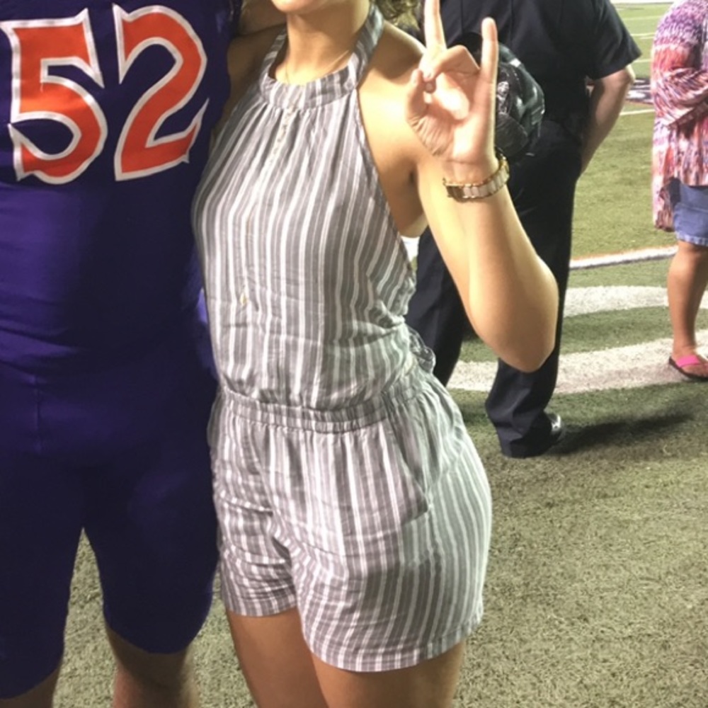 Gray and white striped romper!